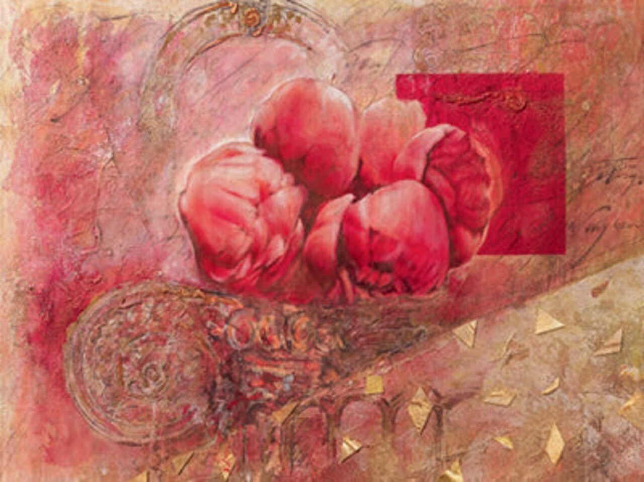 Fleurs d'Automne I by Yvonne Dulac - Autumn Flowers Wall Art Print